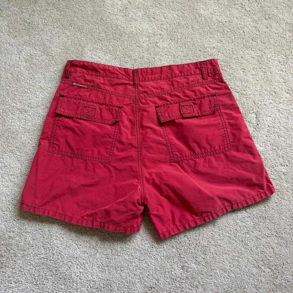 Y2K Unionbay Womens Red Utility Cargo Shorts Sz 11 Cotton Nylon Blend Casual